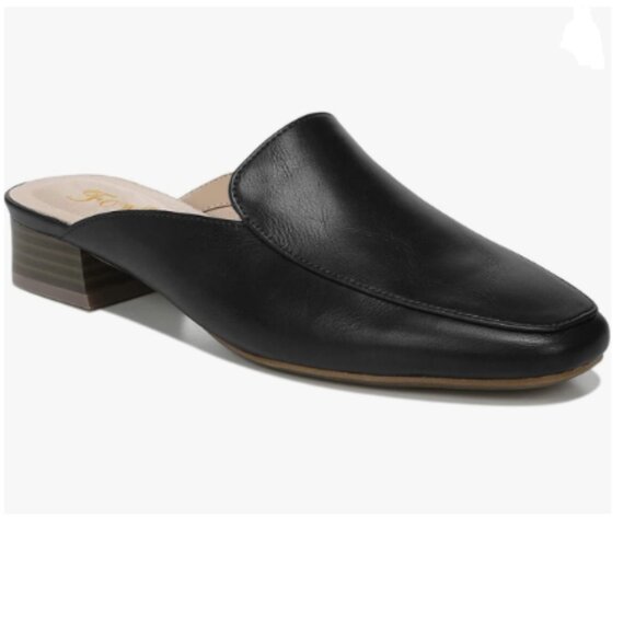 FOWT Black Walking Round Toe Low Chunky Heels Wide Width Slippers Driver Loafers - Picture 1 of 8